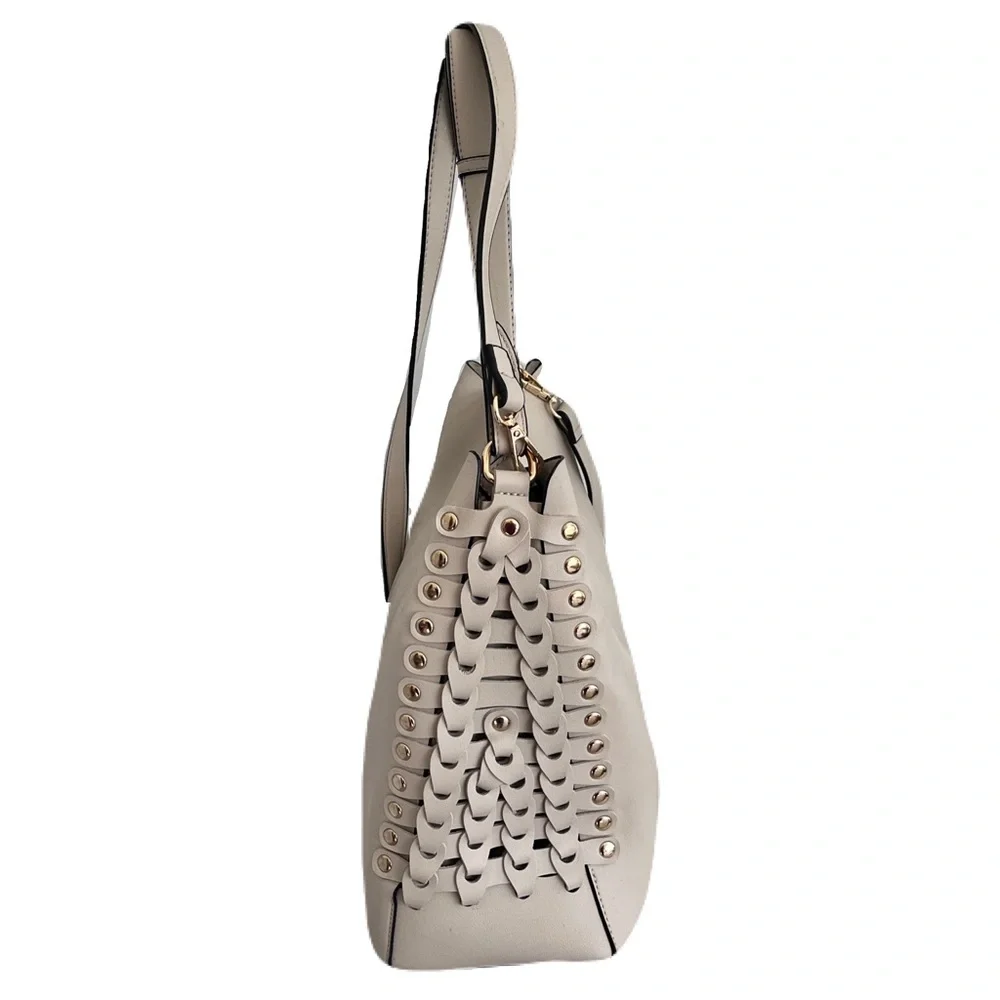 Melie Bianco Ivory Vegan Leather Convertible Crossbody Shoulder Bag
